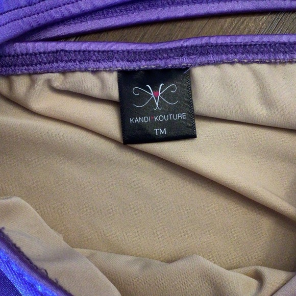 NWOT Kandi Kouture Lavender Strappy Cut Out One Shoulder Dance Leotard Size TM - Picture 6 of 8